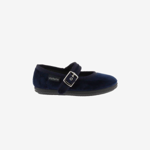 Victoria Mercedita De Terciopelo Con Hebilla Color Azul 104913
